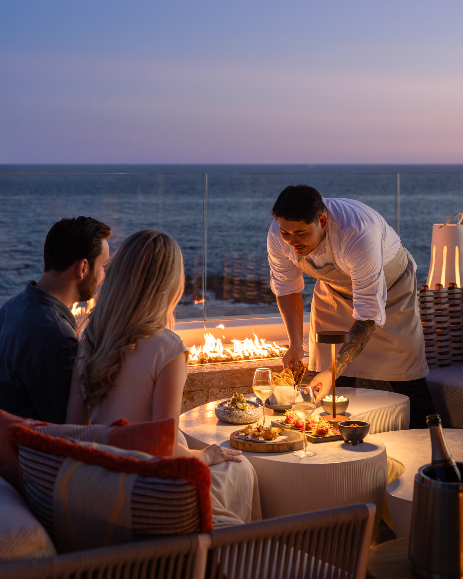 Dinner by the fire · Four Seasons Los Cabos