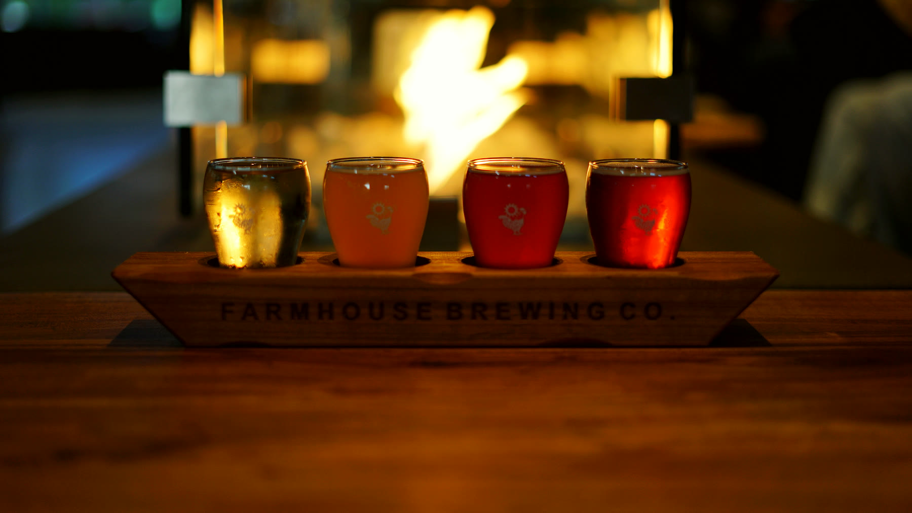 The flight by the fire · Farmhouse Brewing